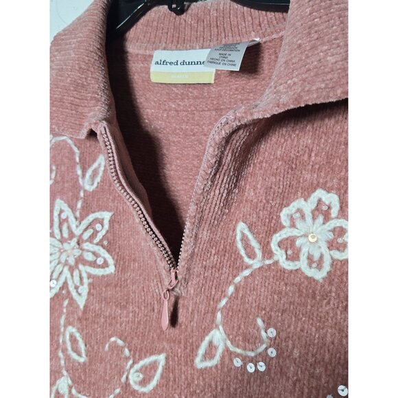 Alfred Dunner Pink Velvet Floral Embroidered Sweater Plus Size 2X Grannycore - Picture 5 of 10